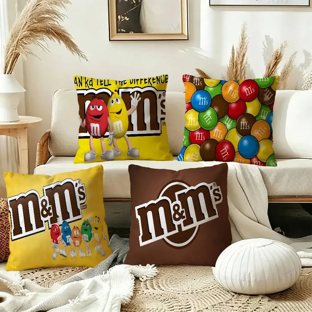 Foot Rugs M-M&M Candy Snacks Office Cushion Pillowcase Car Cushion Cover45X45CM Lumbar Pillowcase Sofa Pillowcover