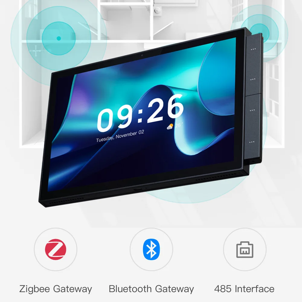 New Tuya 10.1 Inch Touch Screen Smart Control Panel Build-in Alexa Voice Control Zigbee Gateway Music Background