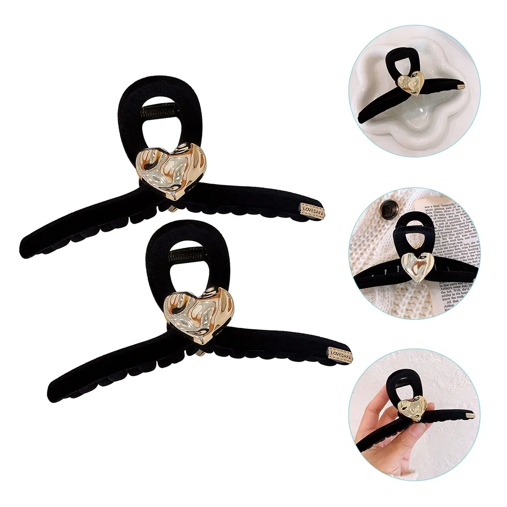 قطعتان من مشابك مخلب الشعر للنساء والفتيات، إكسسوارات تصميم قلب رقيق لتسريحات الشعر المتعددة ومشابك الشعر للمناسبات #4