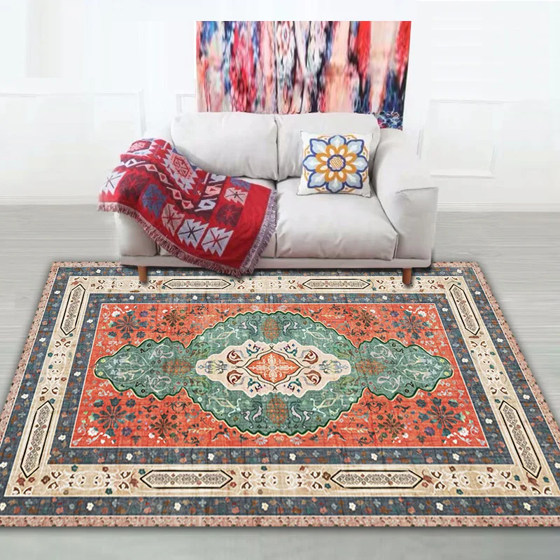 New Persian Vintage Carpet, Floor Mat Living Room Bedroom Floor Mat, Easy Care, Bohemian Style Hotel B&B Decorative Mat.