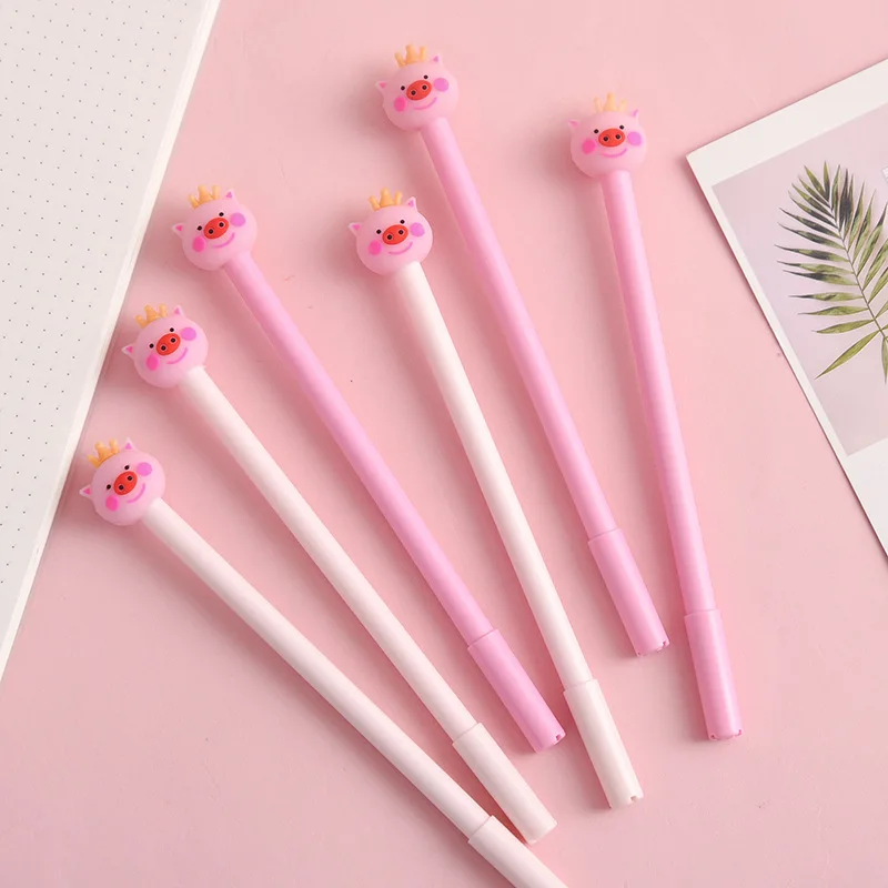 

36PCS Cartoon pig Rollerball pen cute personality creativity black core girl heart series cartoon pen stationery