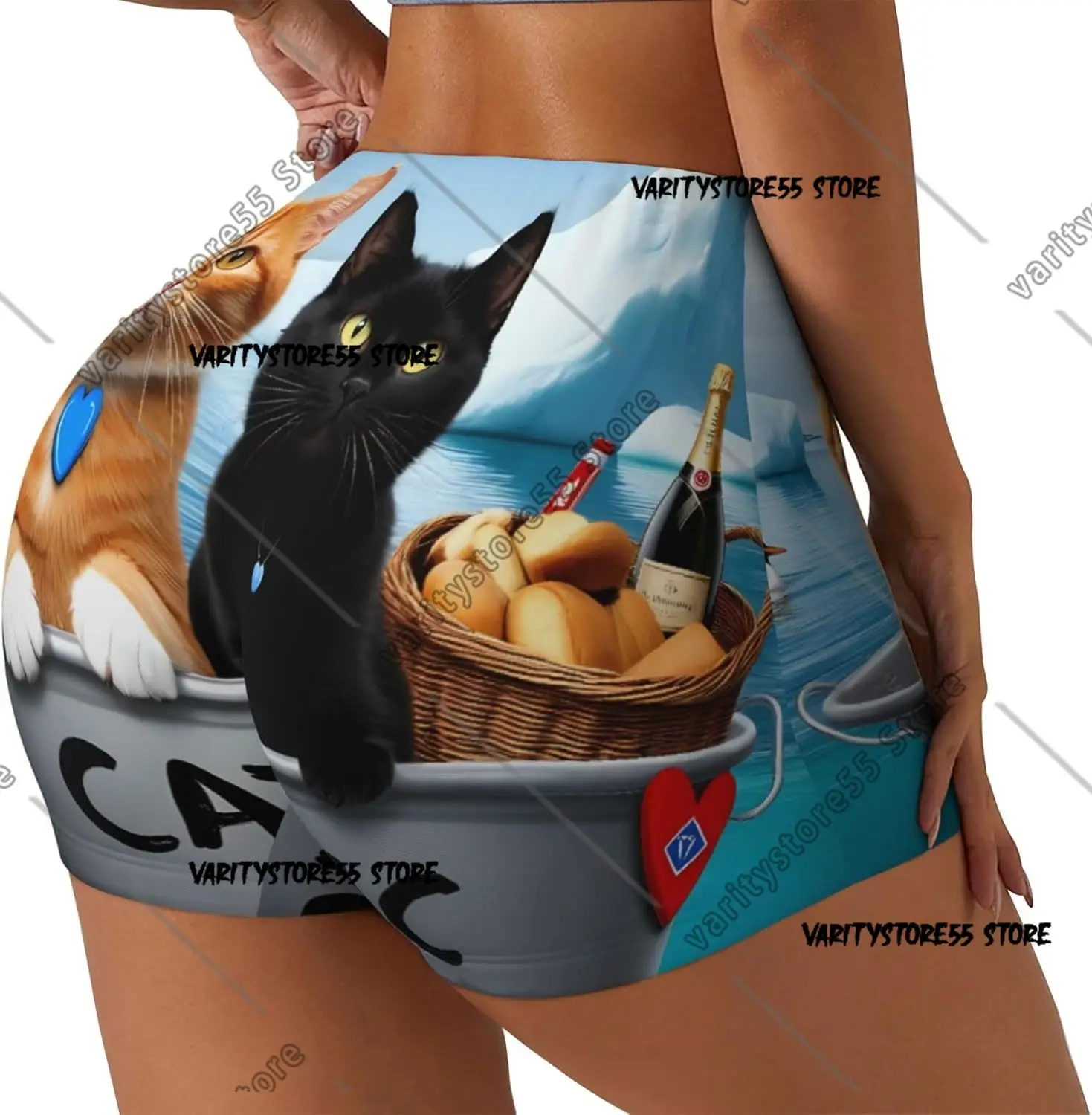 شورتين للتمرين على شكل قطط شجاعين للنساء، شورت لراكبي الدراجات اليوغا، سروال ضيق لرفع الأرداف