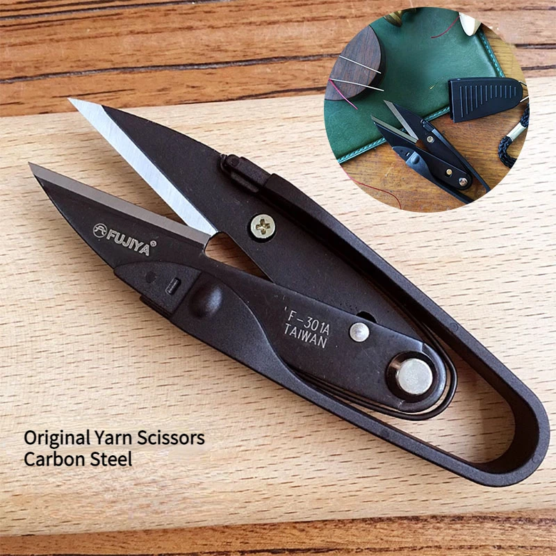 Tijeras de cuero hechas a mano, cortador de hilo de resorte, herramienta profesional de corte de hilo de acero al carbono, bricolaje