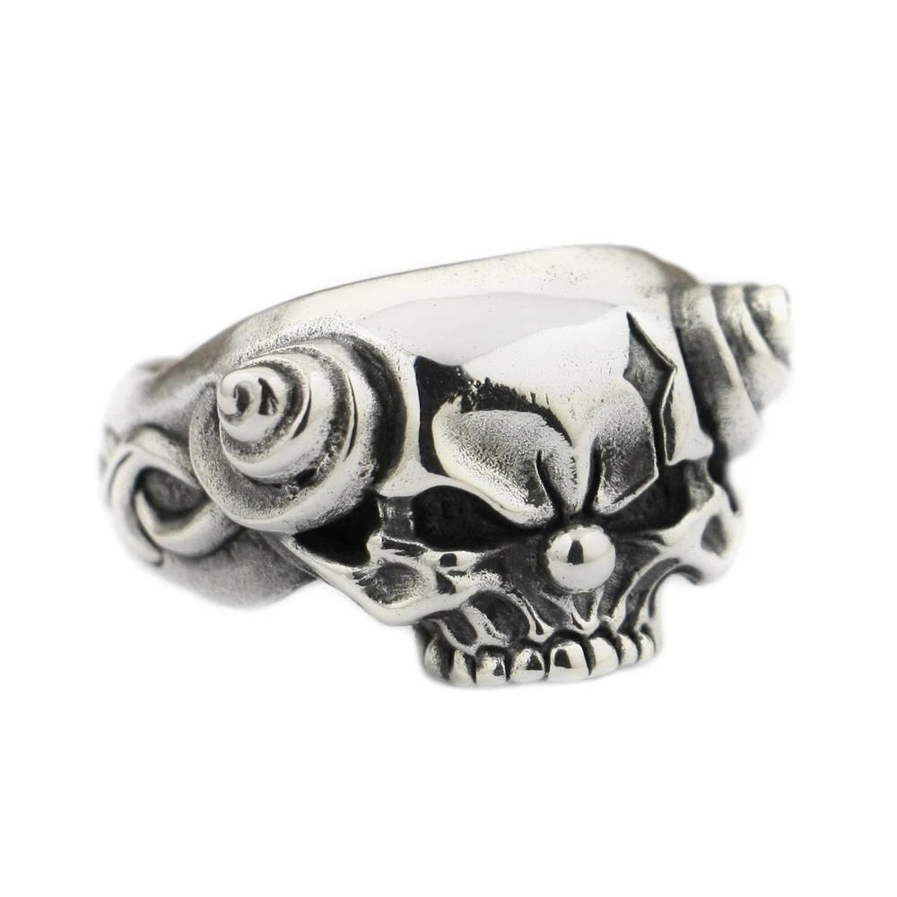 Handmade 925 Sterling Silver Joker Skull With Horn Punk Ring TA79 US Size 7 to 15