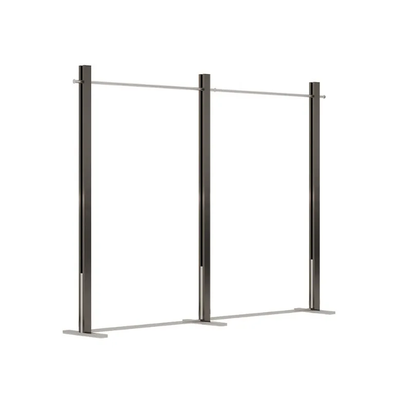Clothing store display rack, stainless steel middle island rack, high-end silver clothing hanging floor-to-ceiling men's
