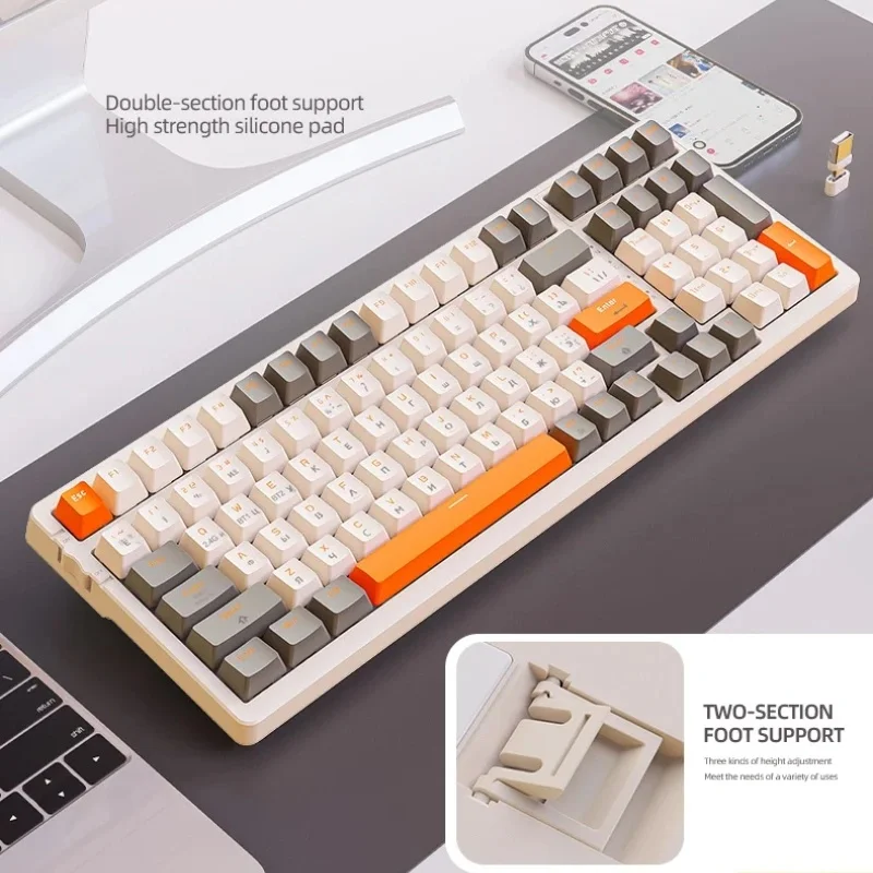 

K96 Gaming Mechanical Keyboard 2.4G Wireless/5.0 BT Red Switch 100 Key Hot Swap Rechargeable Gamer Keyboard PBT keycaps