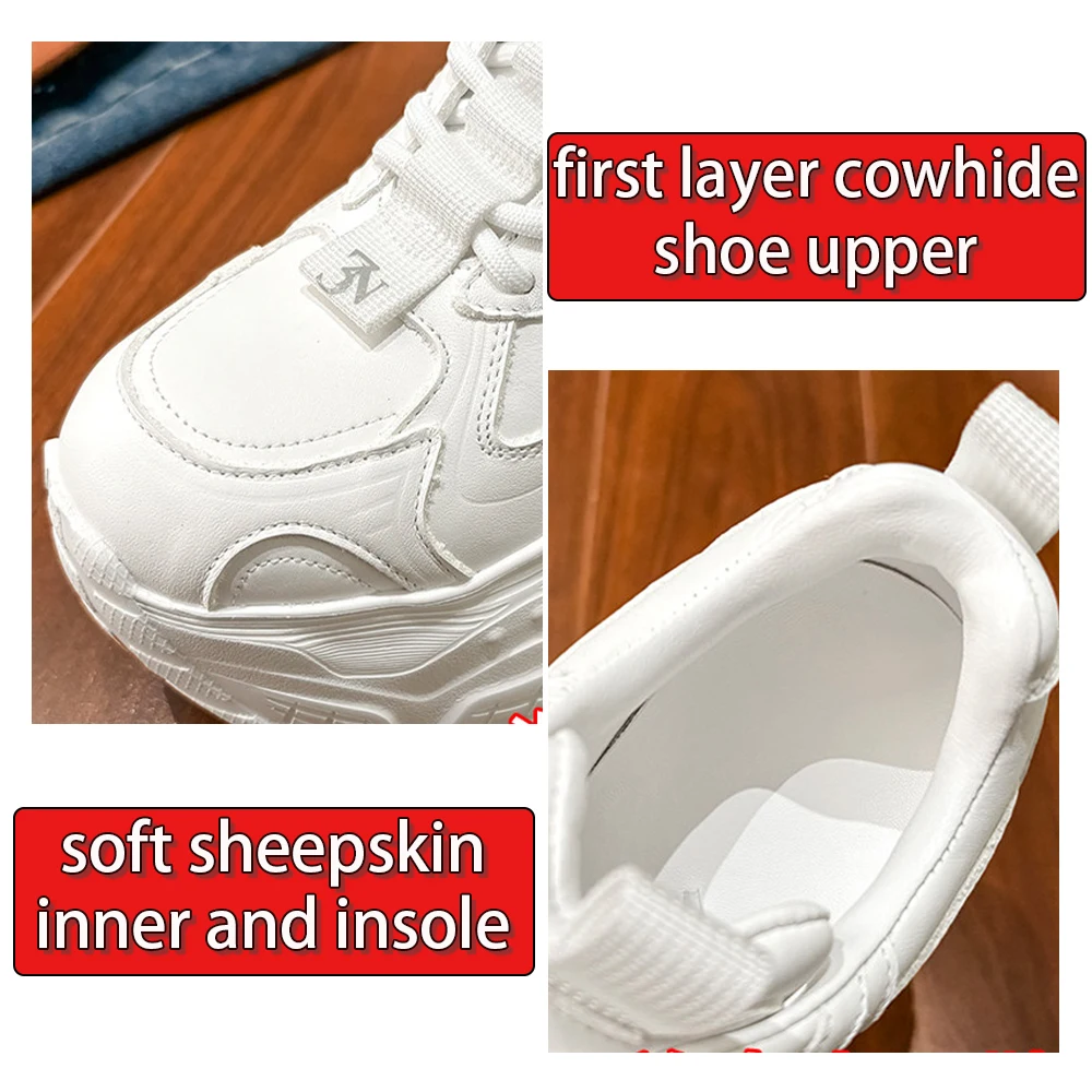 ZJR 8-14cm Super Height Increasing Shoes Women Lightweight Chunky Sneakers Female Hidden Lift Shoes Real Leather Elevator Shoes