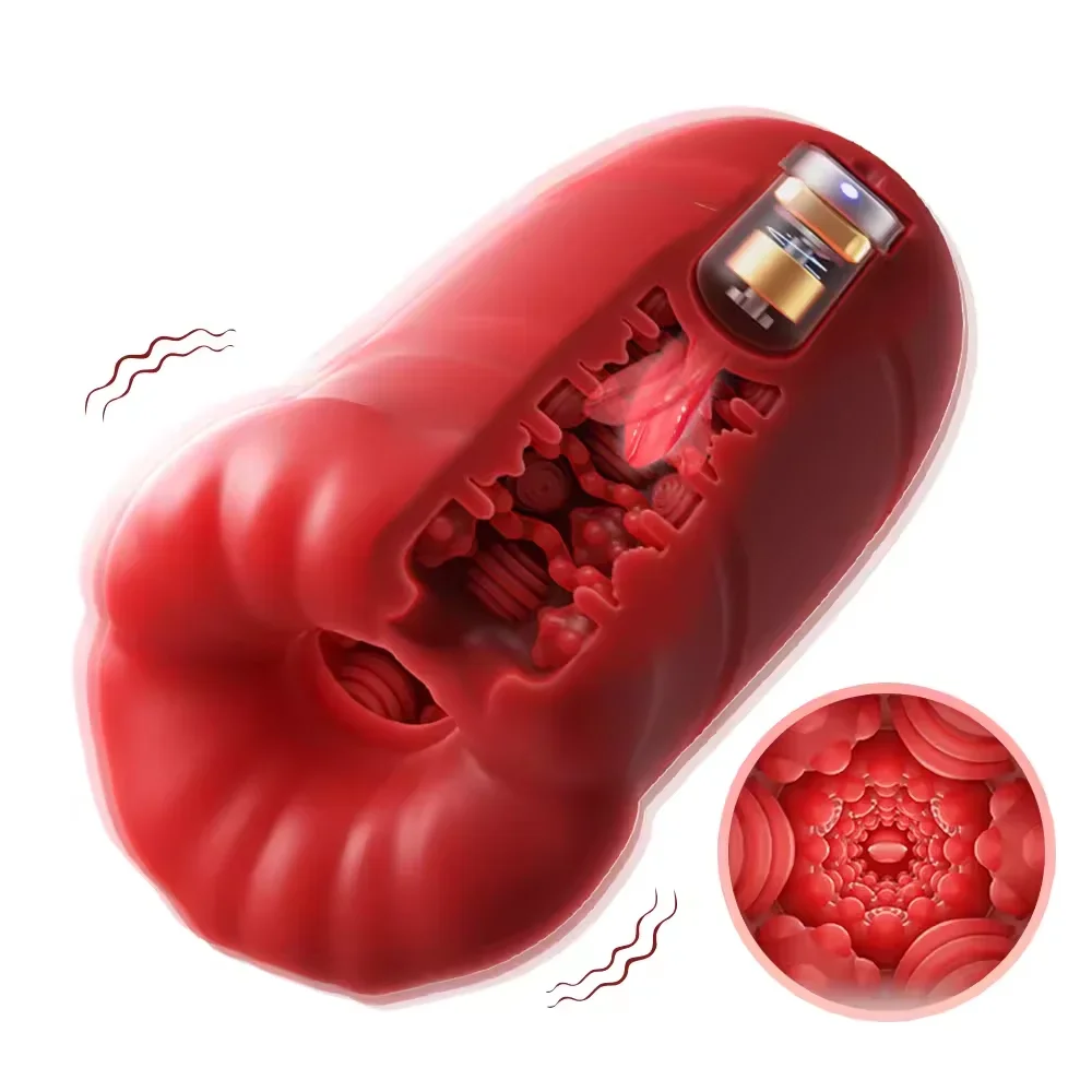 Automatic Male Masturbator Cup for Men Tongue Licking Vibrator Penis Trainer Exerciser Vagina Vacuum Pump Sex Toys For Adult Men
