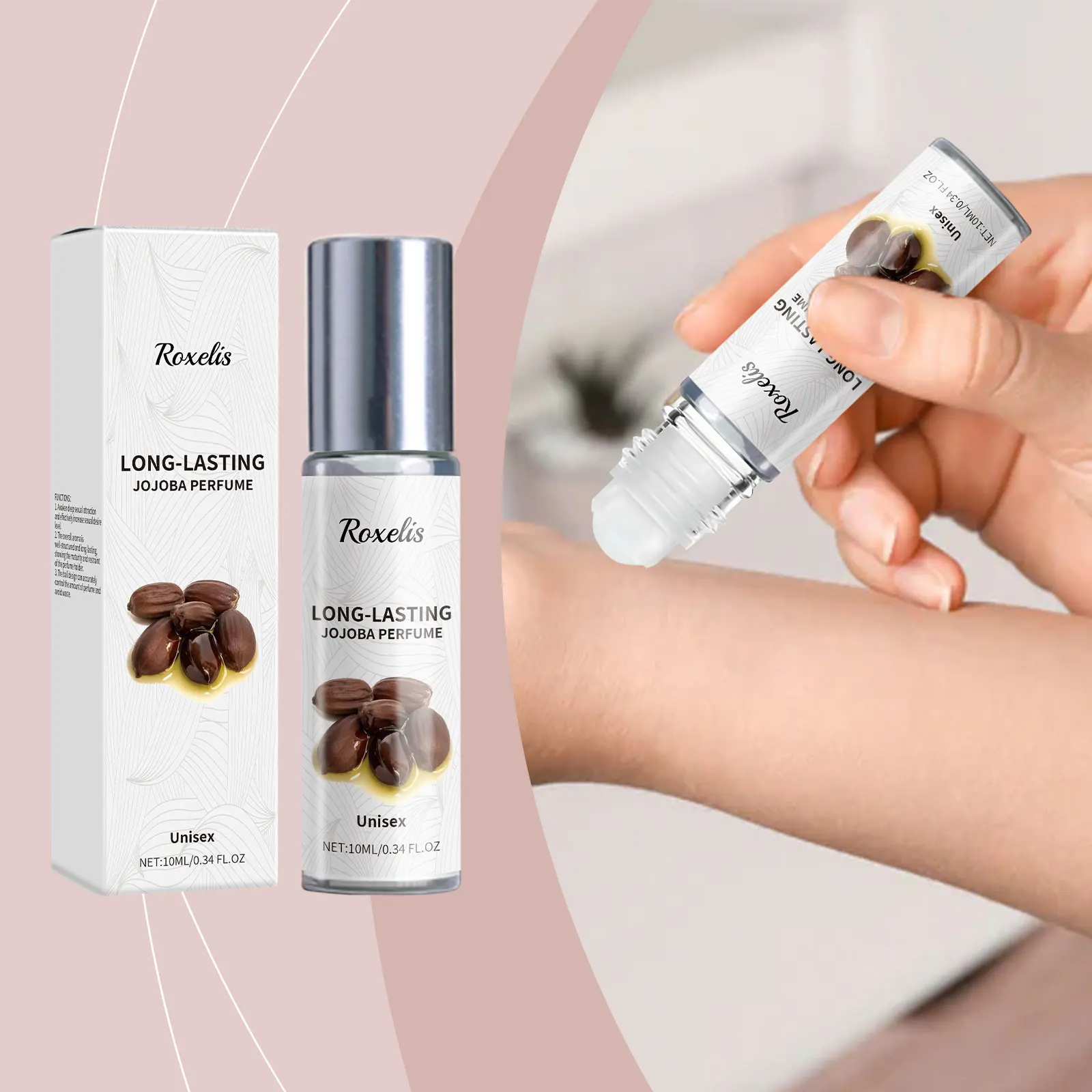 Roxelis jojoba perfume óleo jojoba perfume roll-on colônia fragrância de longa duração fragrância fresca eau de toilette