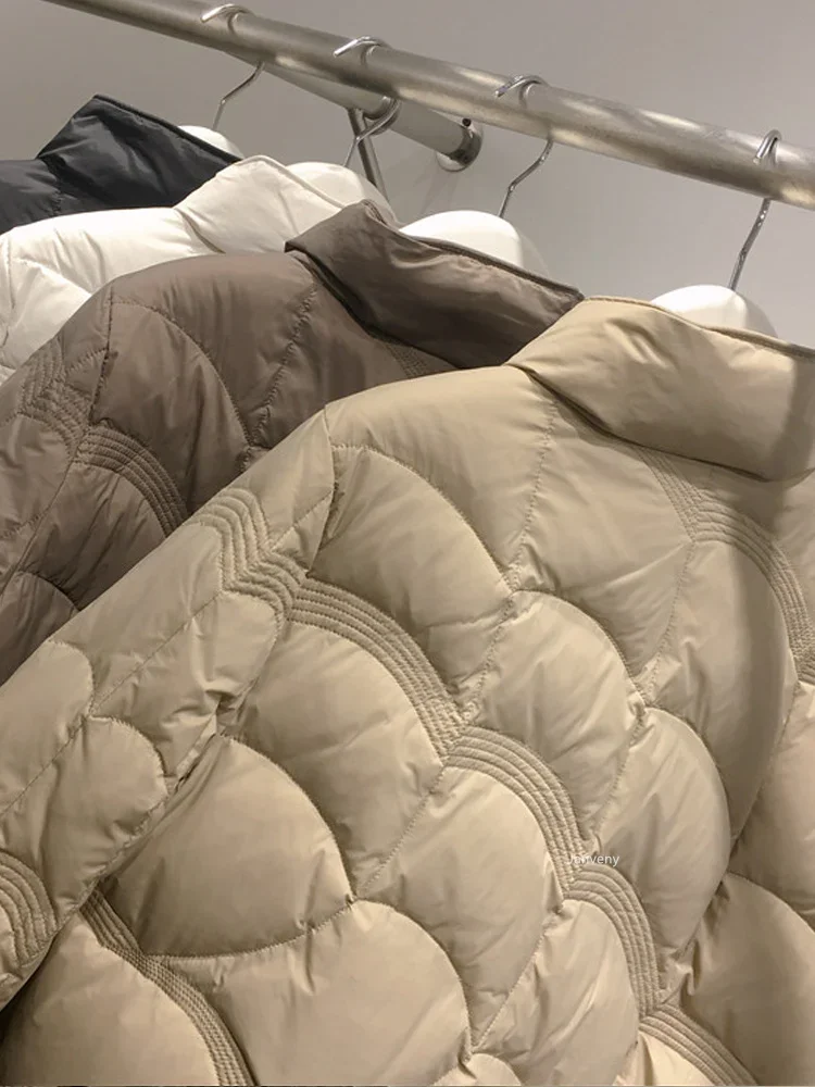Herbst Winter Frauen Mode Stehen Kragen Unten Mantel Ultra Licht 90% Weiße Ente Unten Jacke Winddicht Weibliche Feder Puffer Parkas