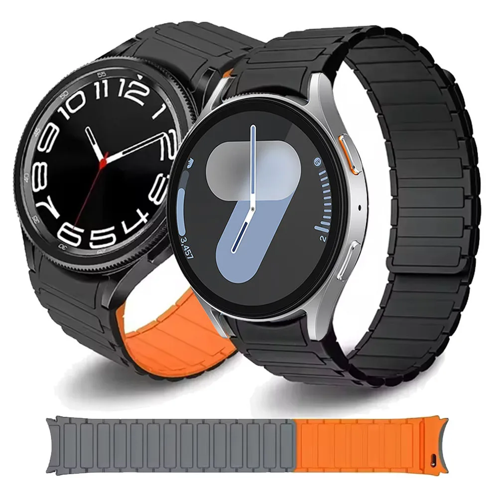 Silicone Magnetic Band For Samsung Watch Galaxy4 6 Classic 43mm 47mm 42 46mm 6 5 4 44 40mm No Gaps Strap 5Pro 45mm Bracelet