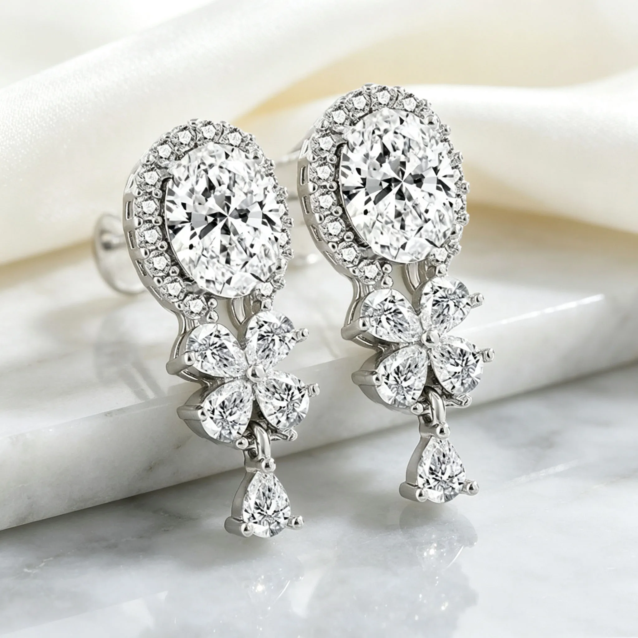 Women's 925 Sterling Silver Zirconia Stud Earrings Fashionable Fringed Unique Jewelry for Individuality