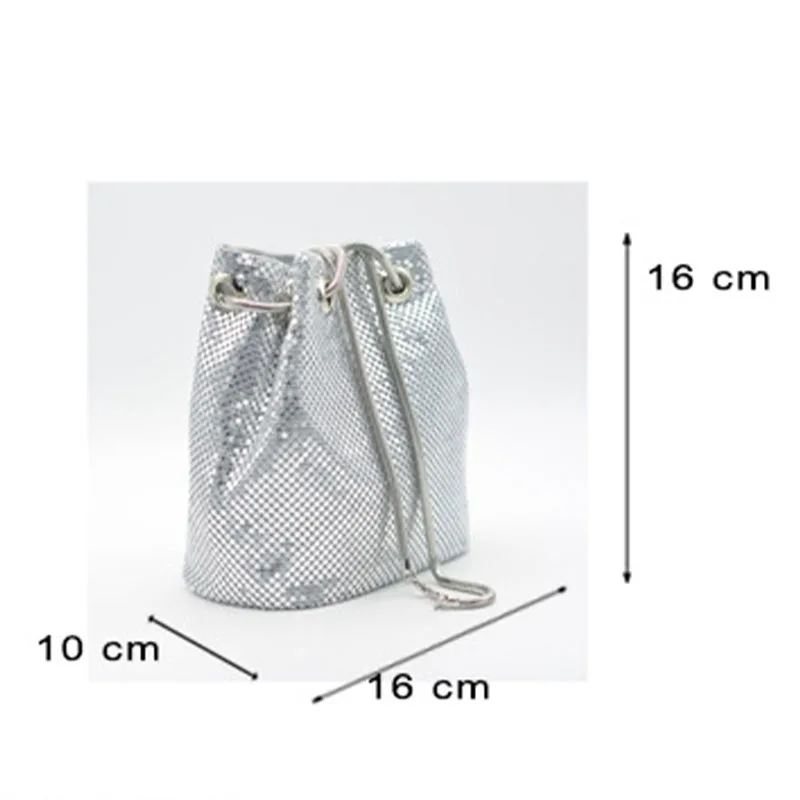 Fashion Evening Party Clutch Bucket Bags for Women 2024 Trend Chain Shoulder Messenger Bag Sliver Gold Handbags Female Clutches