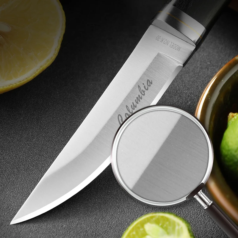 Fruit Knife Mongolian Hand Held Small Knife For Lamb Eating Outdoor Portable Dining Knife Kitchen Small Knife With Leather Cover