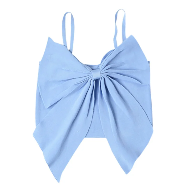 Women's Sexy Tie Neck Bow Tube Crop Top Sleeveless Strapless Party Fluffy Tank Top