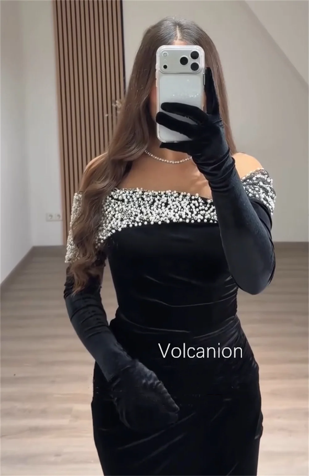 Customized Formal Velour Sequined Pleat Trumpet Off-the-shoulder Long Dresses Quinceanera Bespoke Occasion Fashion