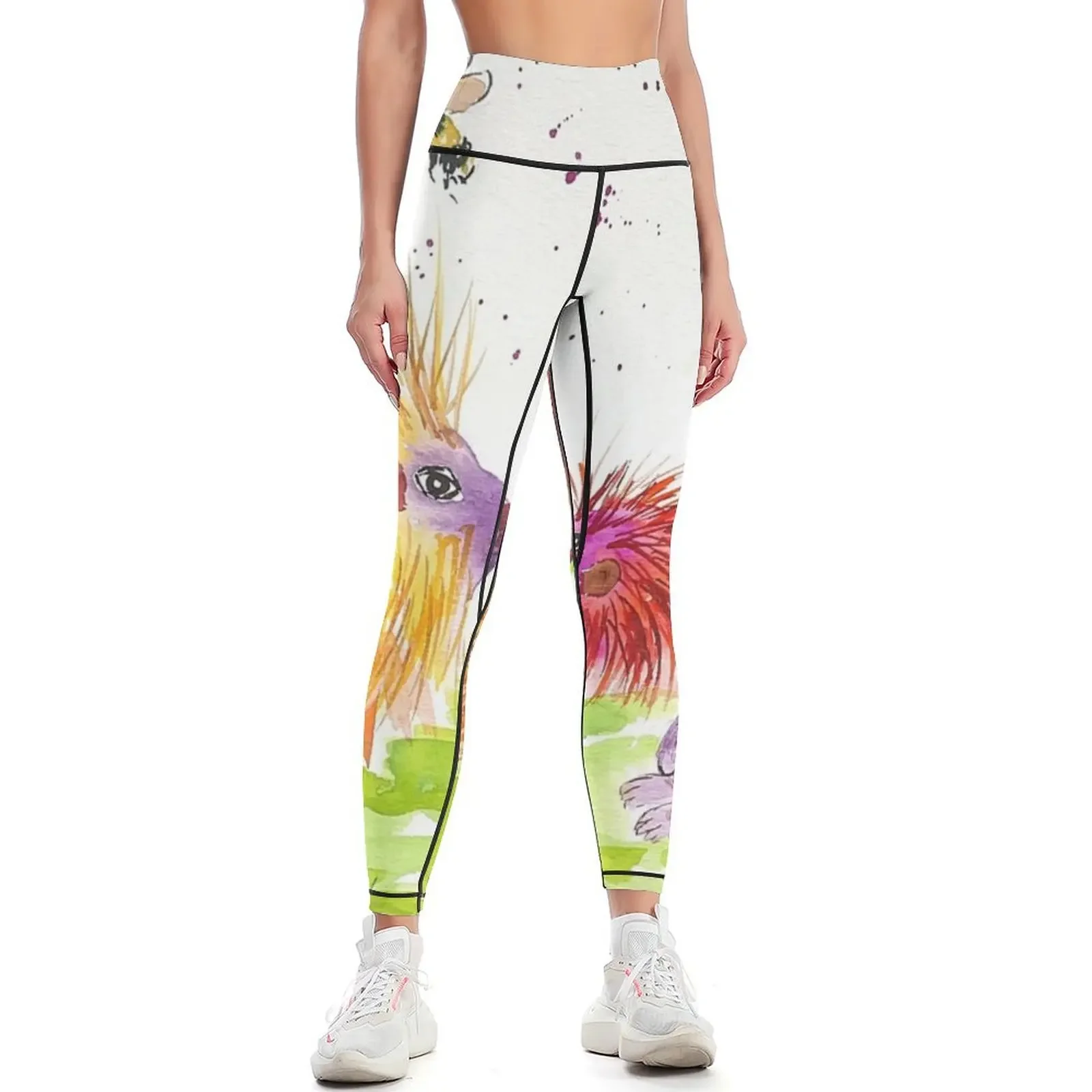 

Colorful Porcupines among flowers Leggings Sports female Women's trousers trousers fitness set gym Womens Leggings