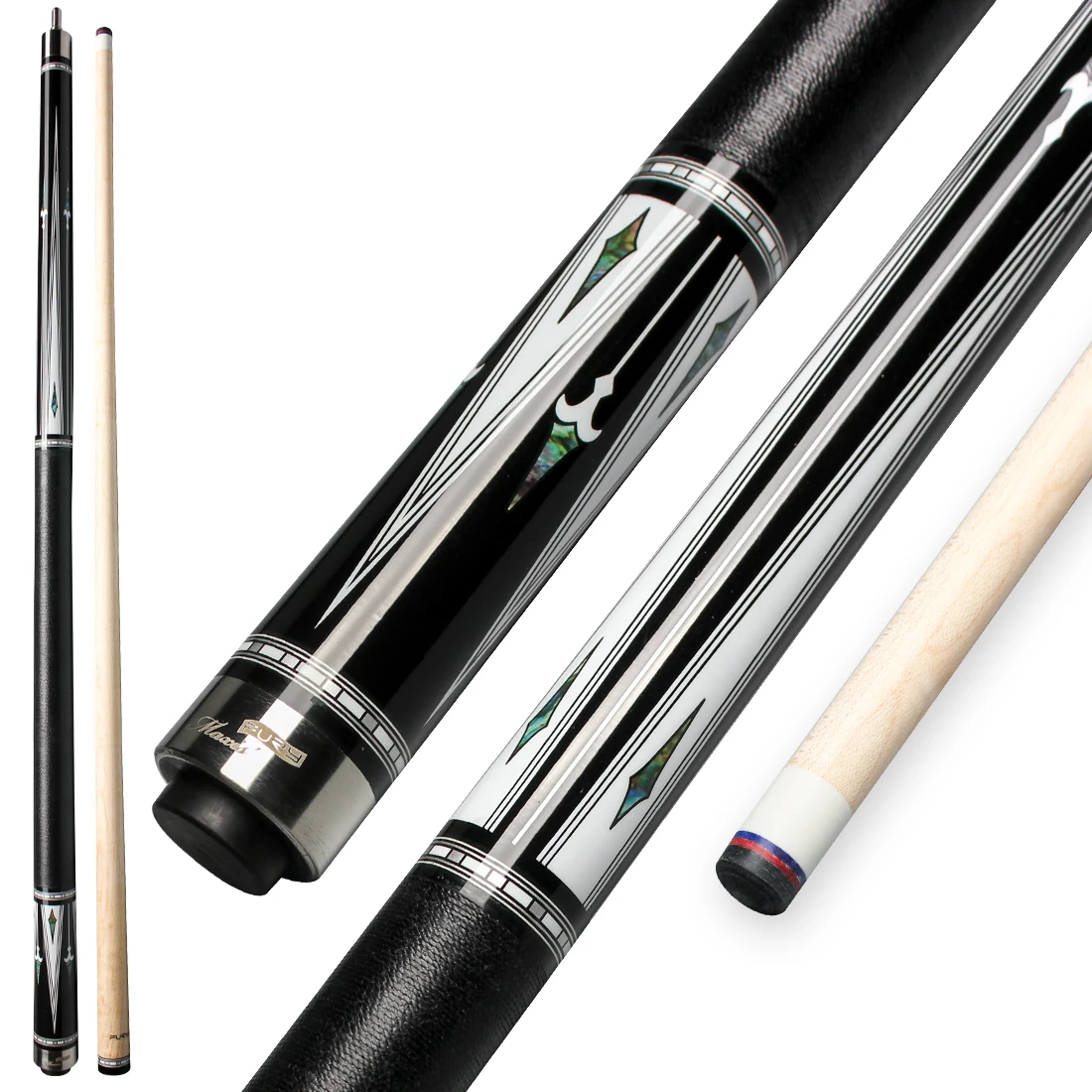 Fury AK Series 58'' Billiard Pool Cue High Quality American Maple Shaft 12.75mm Center Joint Linen Thread Wrap With Case
