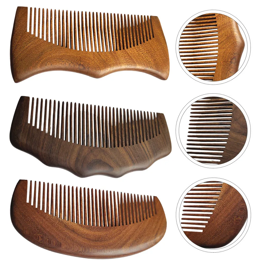 

3Pcs Sandalwood Comb Natural Wood Hair Comb Non-Static Massage Tool Anti-Frizz Detangling Hair Styling Accessories for Women