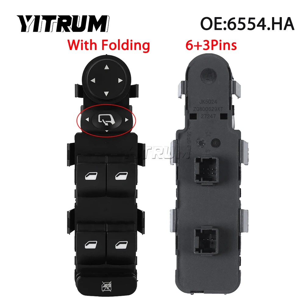 YITRUM Master Mirror Button Power Window Switch For Citroen C4 2004 2005 2006 2007 2008 2009 2010 6554.HA 6554.HE 6554HA 6554HE