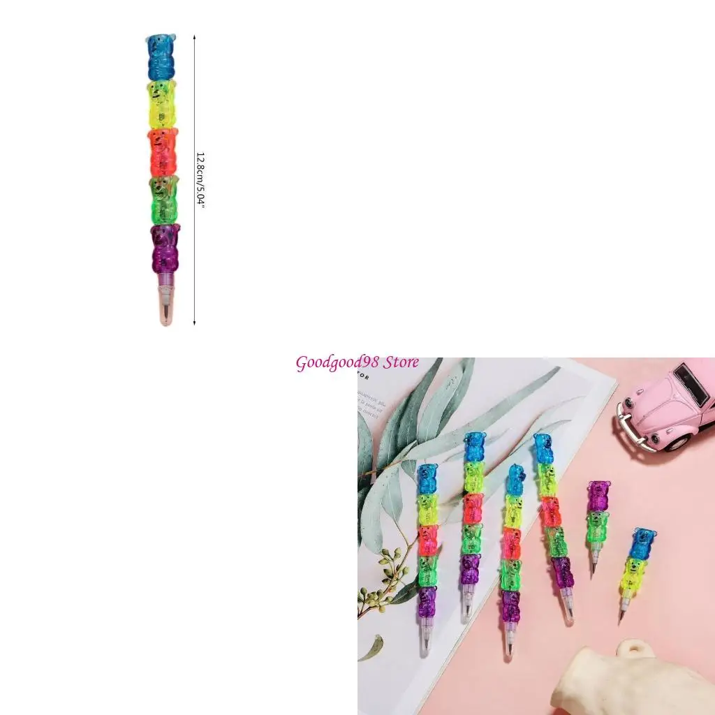 

Cartoon Bear Building Block Pencils 5 in 1 Writing Pencil for Kid Birthday Gift