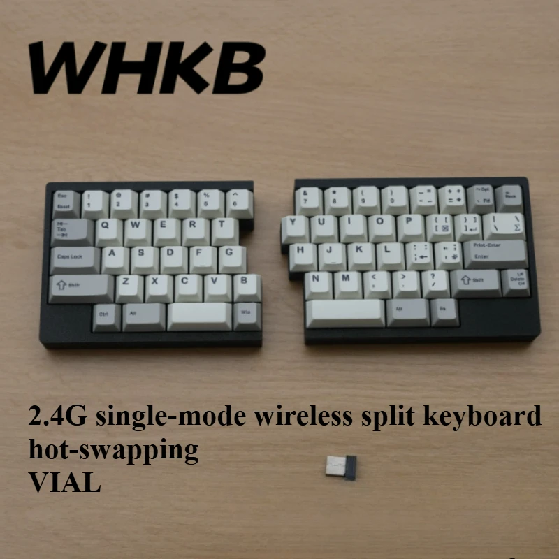 WHKB Wireless Split Keyboard Kit Custom 2.4G Single-mode Hot Swappable Ergonomics Keyboard Support VIAL Left and Right Keyboards