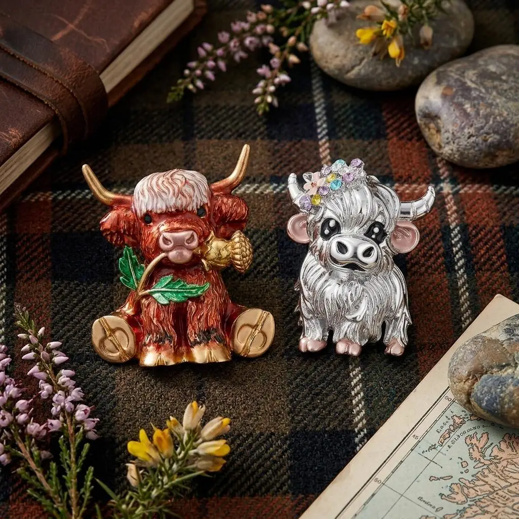 Classic Enamel Highland Cow Brooches for Women Unisex Trendy Animal Pins Casual Party Jewelry Accessories Gifts Decoration