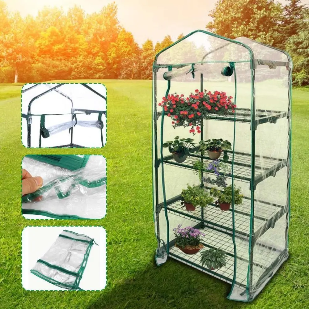 Durable PVC Plastic Grow Bag 2/3/4/5 Tier Transparent Greenhouse Cover Waterproof Outdoor Garden Warmer Cover