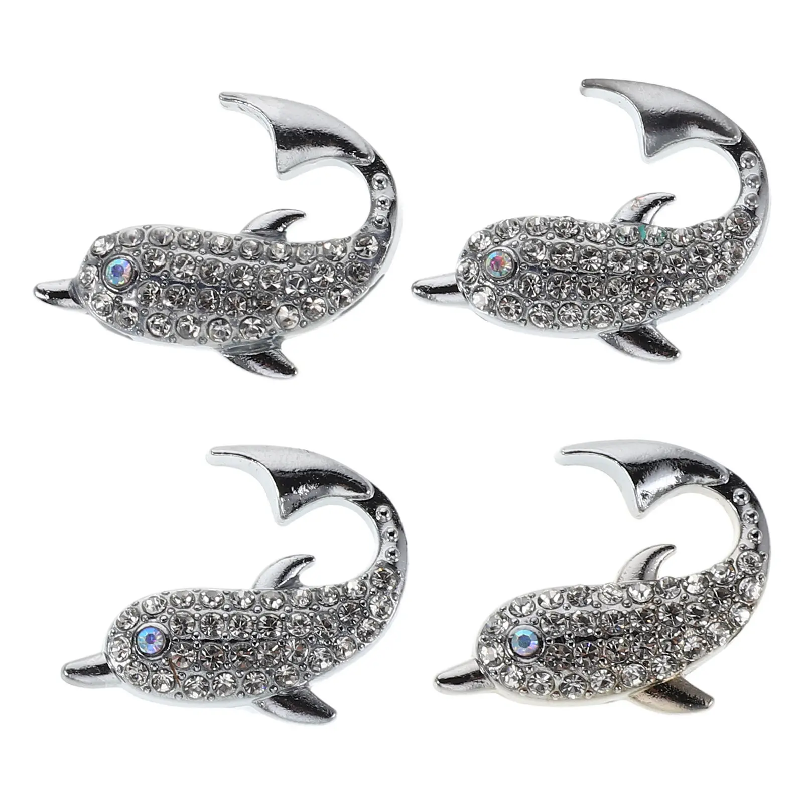 4Pcs Drawer Handles American Style Dolphin Knob Single Hole Sparkling Rhinestone Furniture Accessory Room Decor