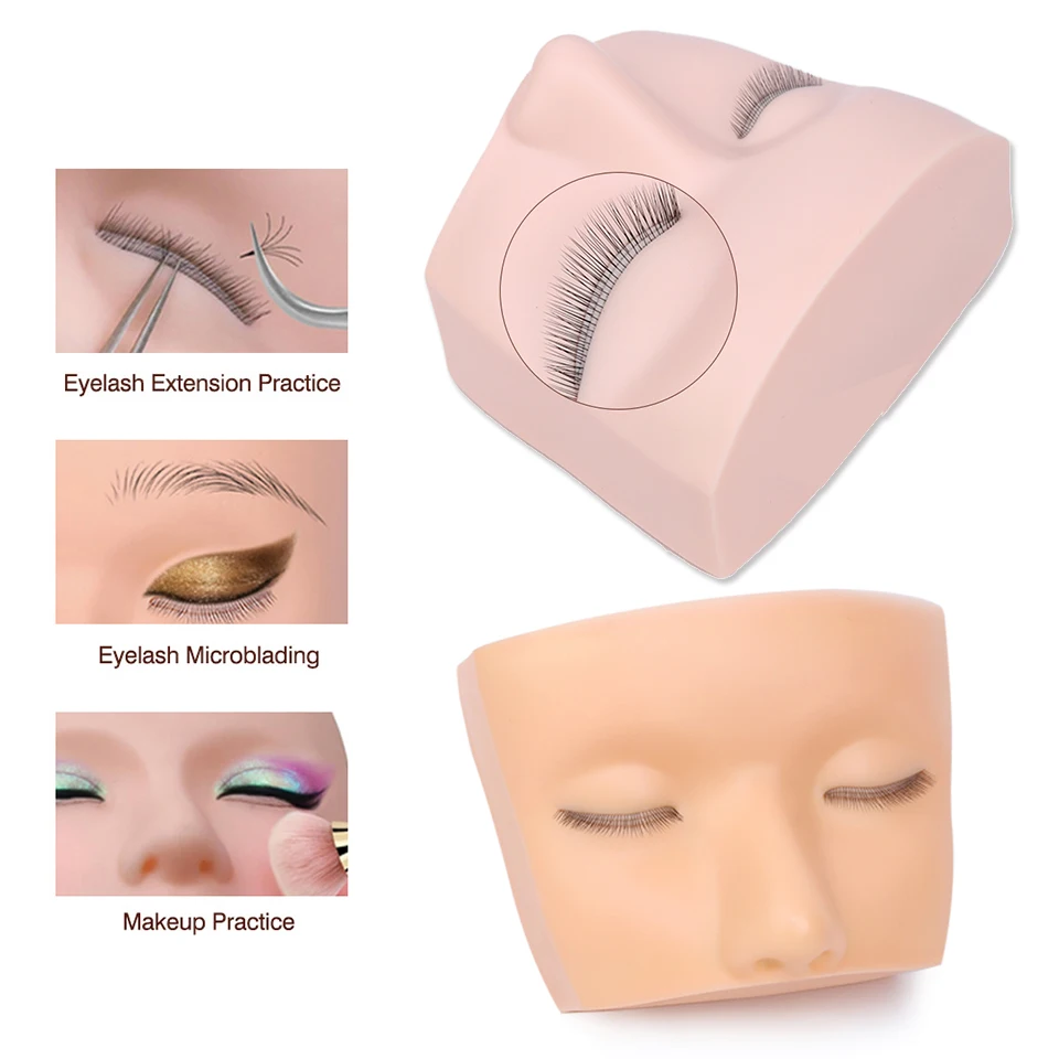 3 Layers Lashes Mannequin Head for Practice Lash Makeup Tool Lash Silicone Grafting Training Tools Makeup Practice Model Head