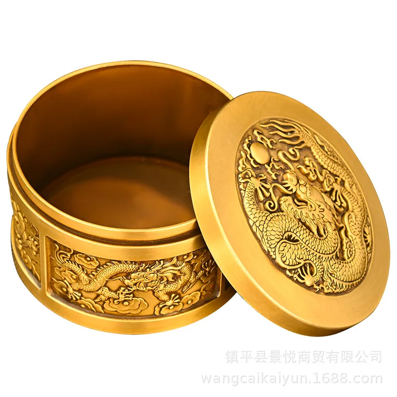 Pure copper rice jar, five-dragon jar, tea canister, brass canister, five-cow jar, treasure bowl, for home, living room, shop, g