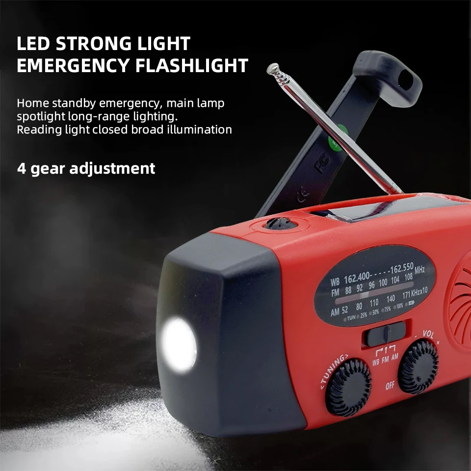 Emergency Disaster Prevention Prepare Radio Hand Cranked Generator Portable Strong Light Solar Charging Multi Survival Equipment image 3