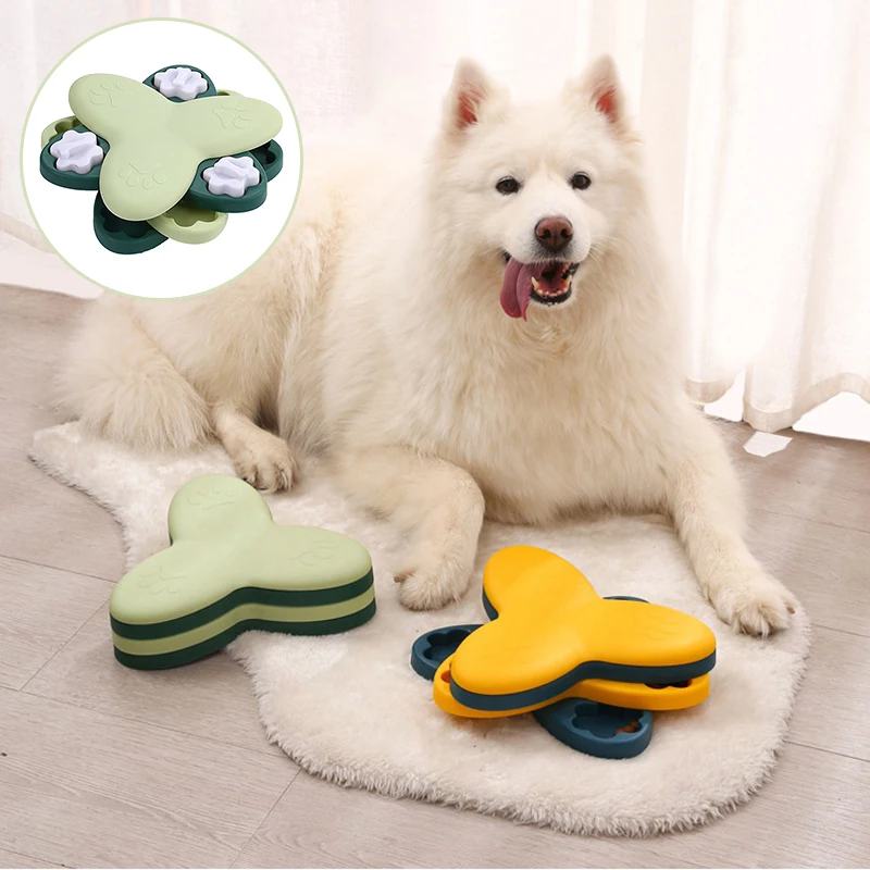 Pet Dog Slow Feeder Puzzle Toys Turntable Educational Toy Interactive Food Bowl Slowly Eating Bowl Pet Cat Dog Training Game