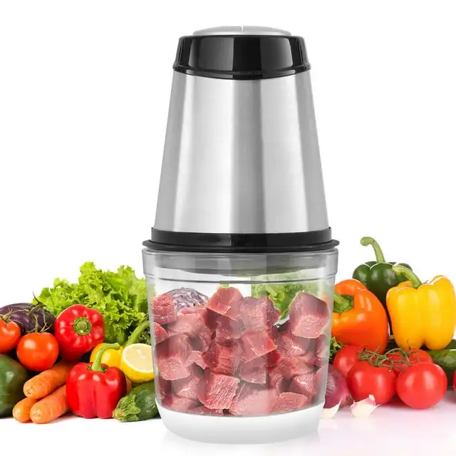 

Electric Food Processor, Meat Grinder with Quad Stainless Steel Blades, 2.5 Cup Capacity Glass Bowl, 400W Power
