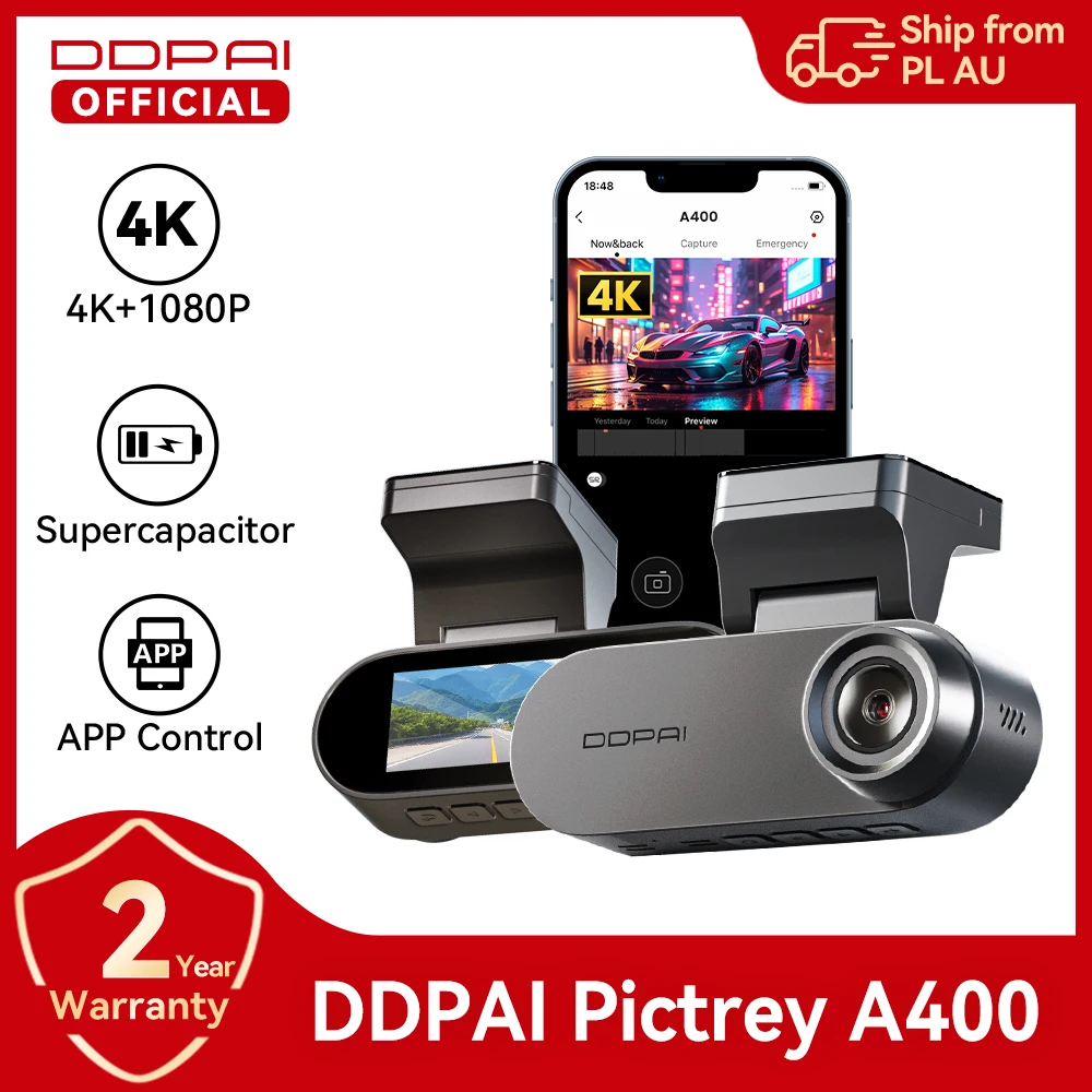 Image of DDPAI A400 4K Dash Cam mit 1,9 "IPS Bildschirm Integrierte ADAS WiFi Unterstützung 24H Parkplatz Monitor Auto DVR Nachtsicht Dashcam