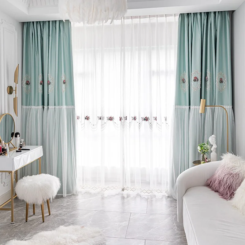 

Luxury Simple Children's Princess Wind Curtains for Living Room Bedroom Girls Floating Window Blackout Fabric Yarn One Curtain