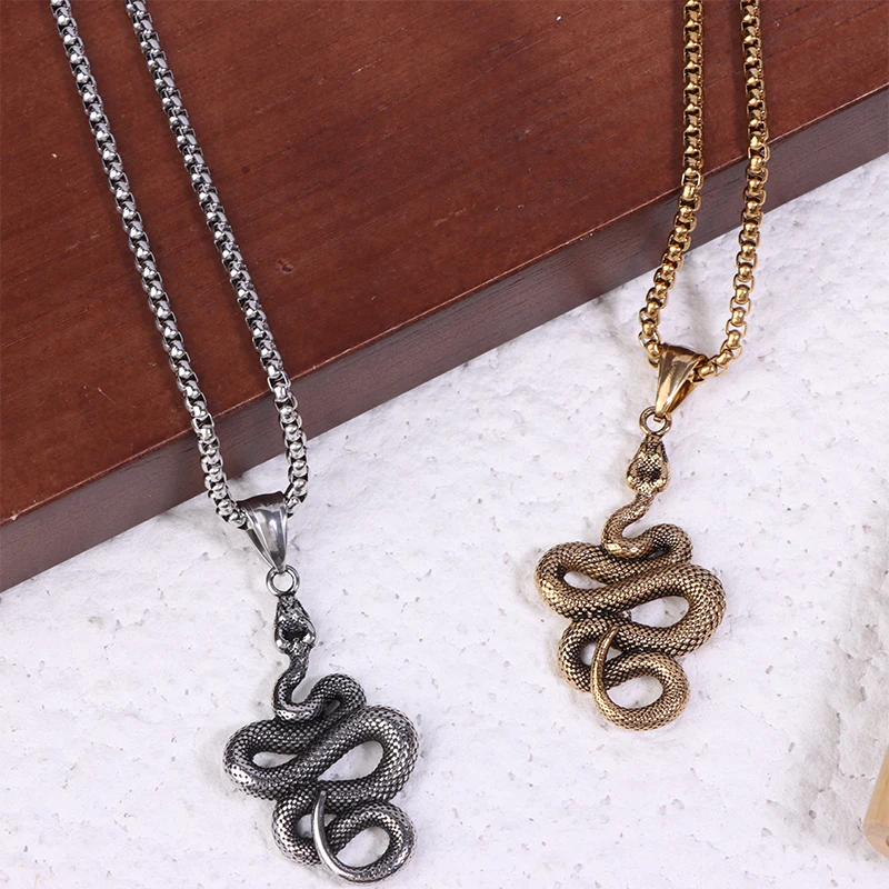 Vintage Fierce Snake Pendant Charm Women's Necklace Fashion Hip Hop Punk Accessories Vintage Jewelry Creative Party Gift