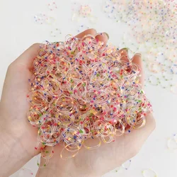1000pcs Colorful Transparent Small Size Disposable Hair Bands Little Girls Hair Ties Elastic Rubber Ponytail Holder Hair Gum