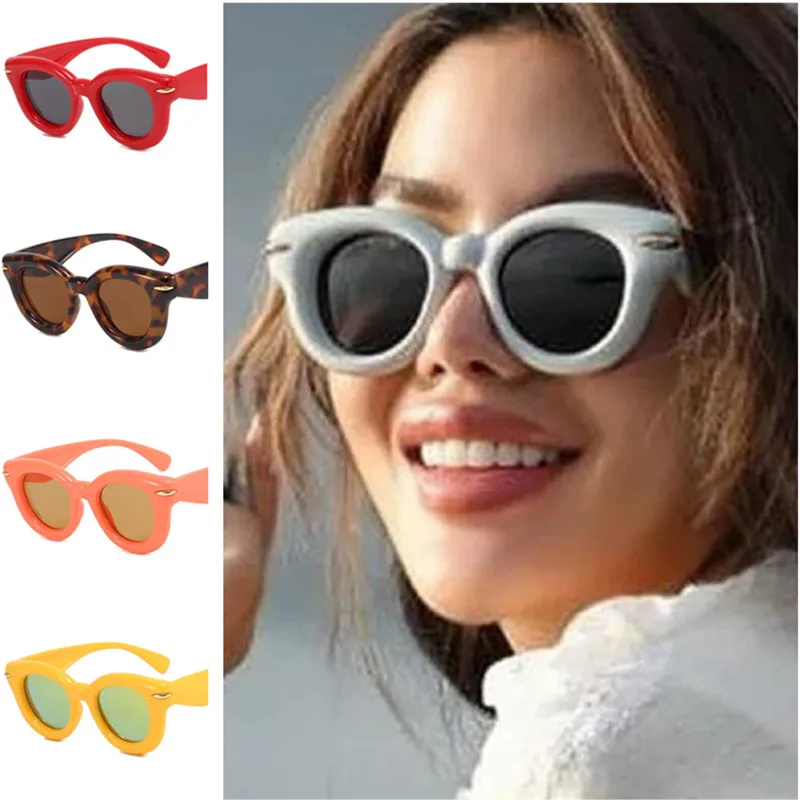 

Fashion Rice Nails Sun Glasses Simplity Anti-UV Spectacles Thick Frame Eyeglasses Google Personality Candy Color Sunglasses