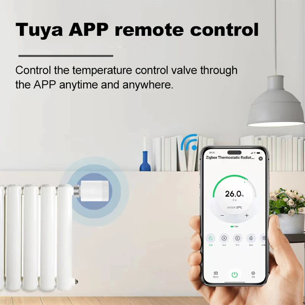 RKHK Tuya Zigbee Thermostatic Radiator Actuator Smart TRV Thermostat Valve Remote Control Programmable,Alice Alexa Google Home
