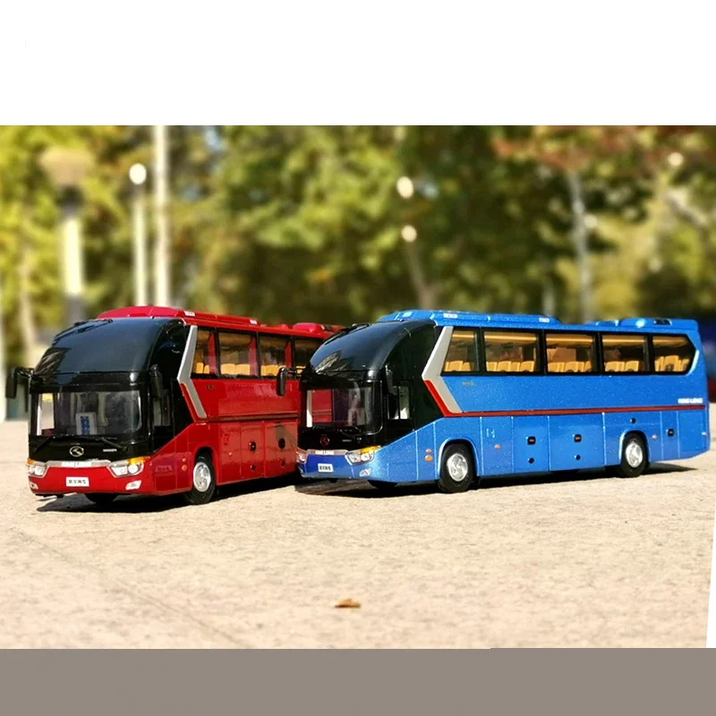 Die-casting 1:38 Scale Xiamen Jinlong Bus Metal Model Xmq6129 Simulation Alloy Bus Static Ornament Gifts Souvenir Spot Goods