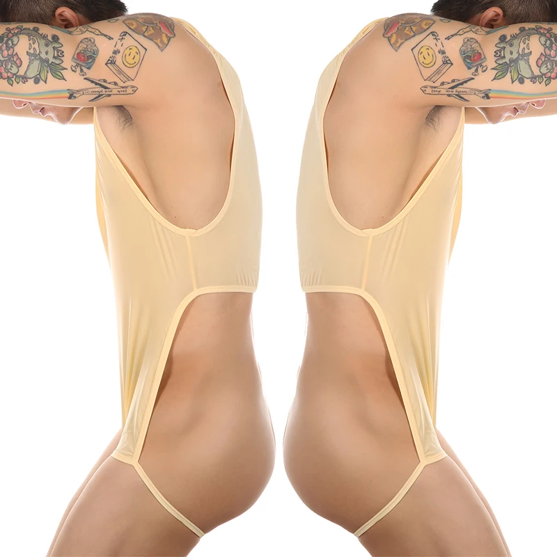 

Men's Sexy Crotchless Bodysuit Open Butt Underwear Hollow Out Exotic Lingerie Backless Jumpsuit Fetish Costumes Underpants