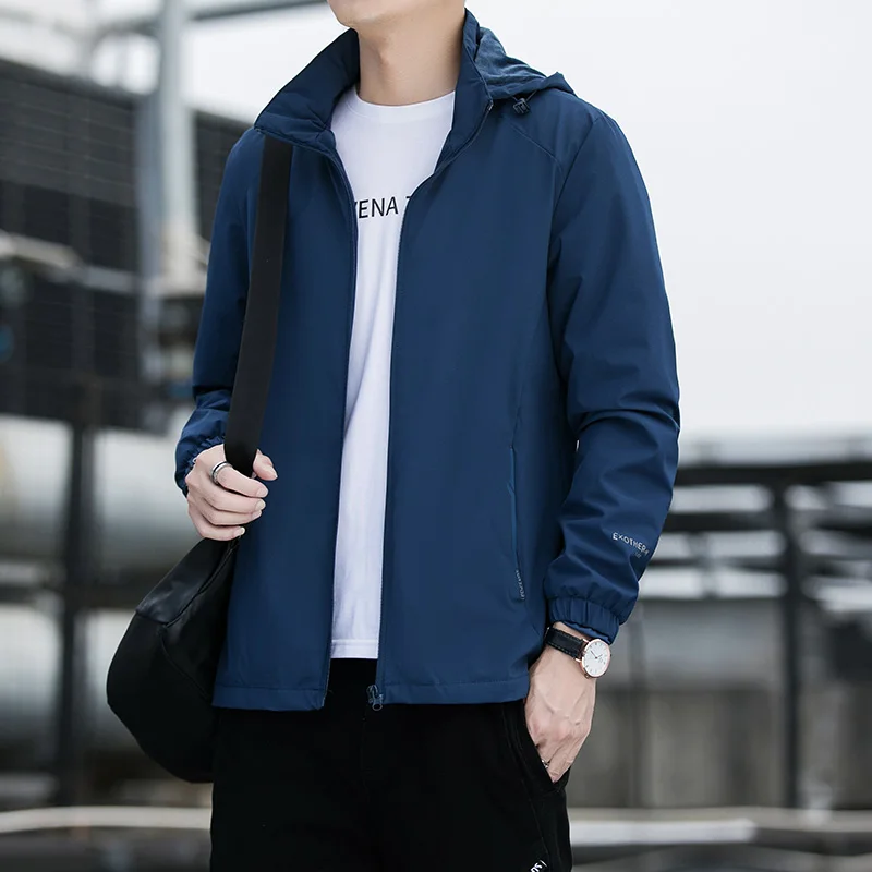 2024 Spring and Autumn Men's Jacket Detachable Hat Tactical Waterproof Bicycle Hooded Coat Casual Outdoor Men's windbreaker