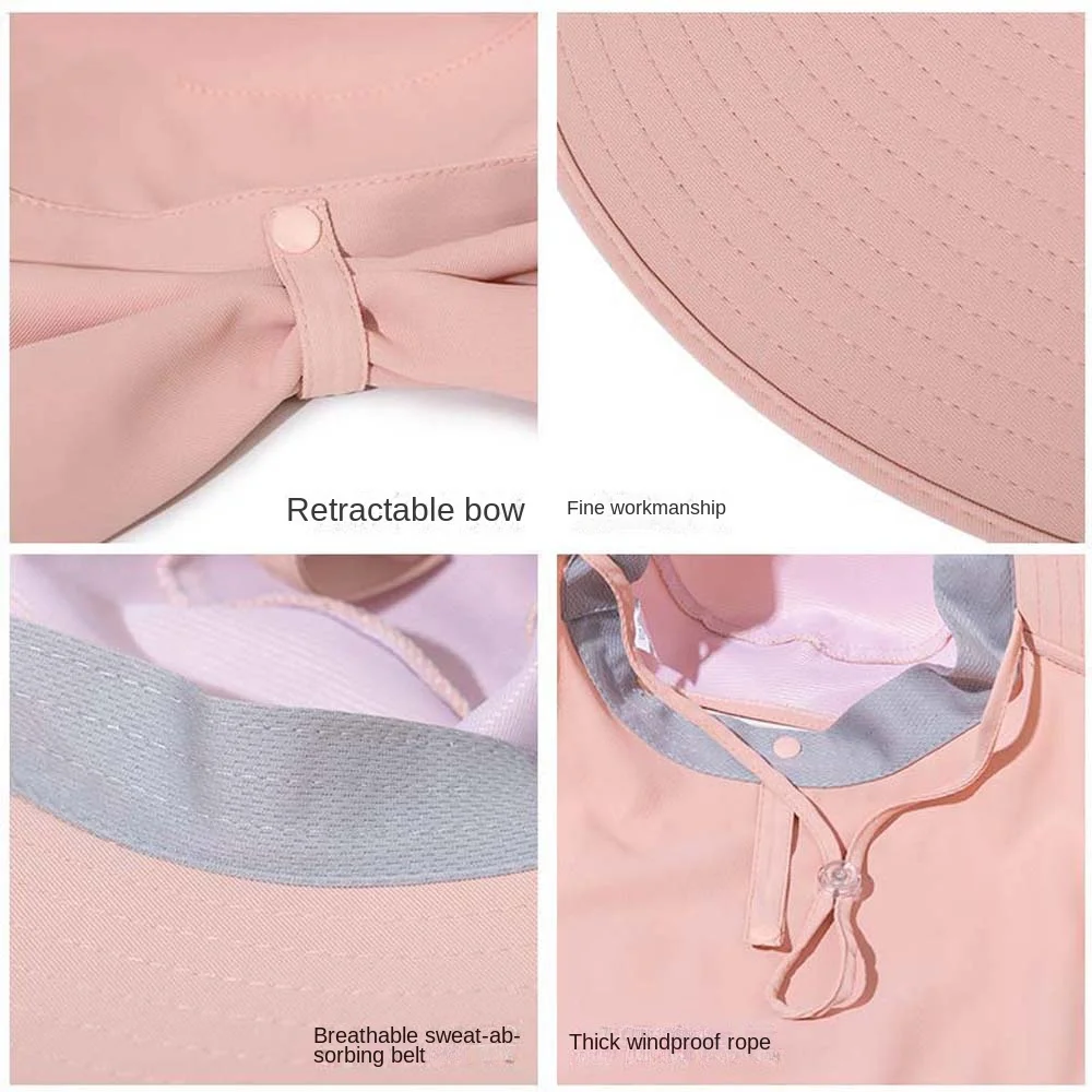 Hiking Hats Women Fisherman Hat with Neck Flap Quick Drying Hat with Neck Cover Anti UV Ultraviolet-proof Wide Brim Bucket Hat