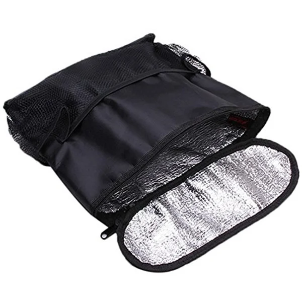 

Insulated Car Seatback Bag 28*22*10Cm Black Oxford Cloth Thermal Storage Organizer Travel Cooler Bag Multi-Pocket Holder
