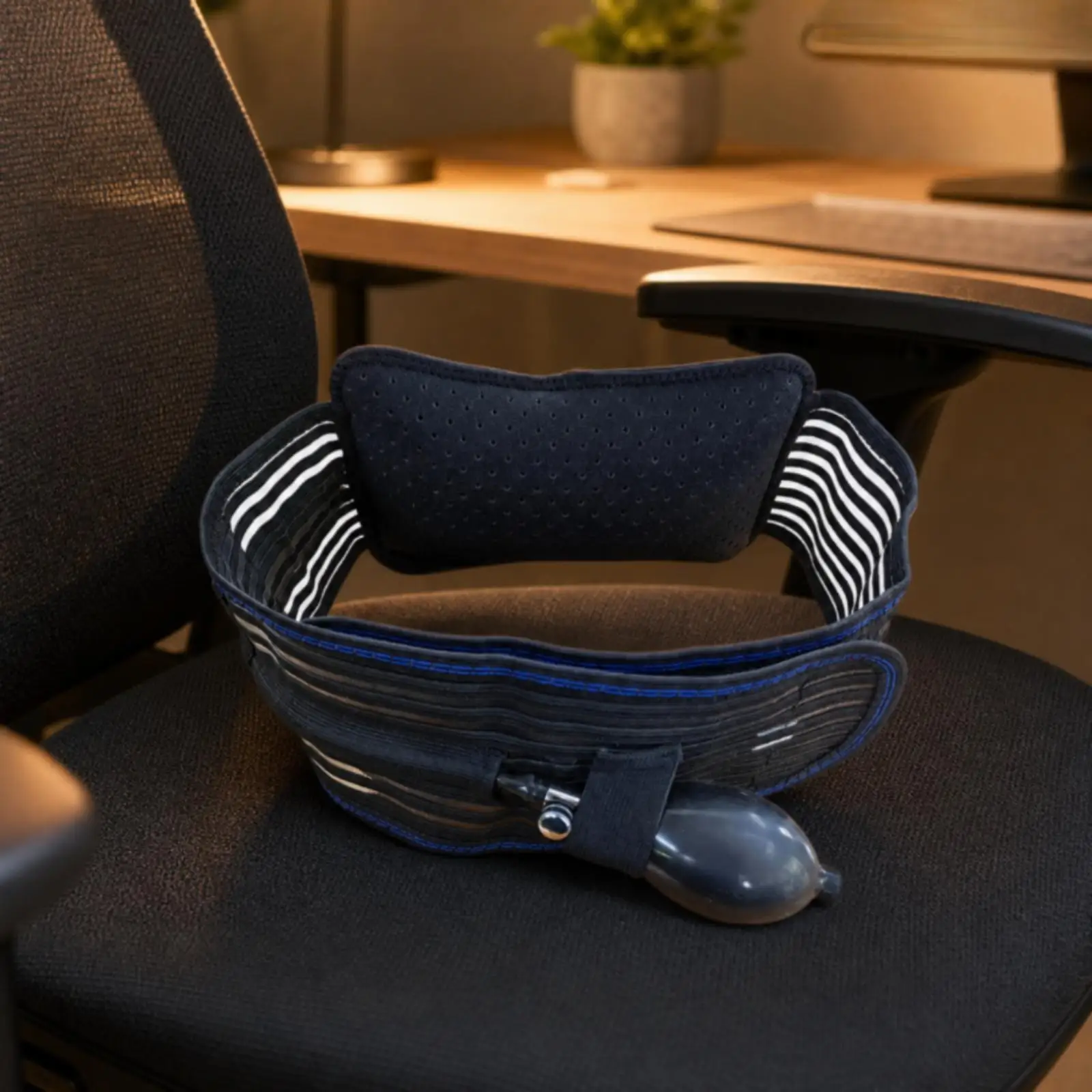 Back support belt with hand pump, individually adjustable, inflatable
