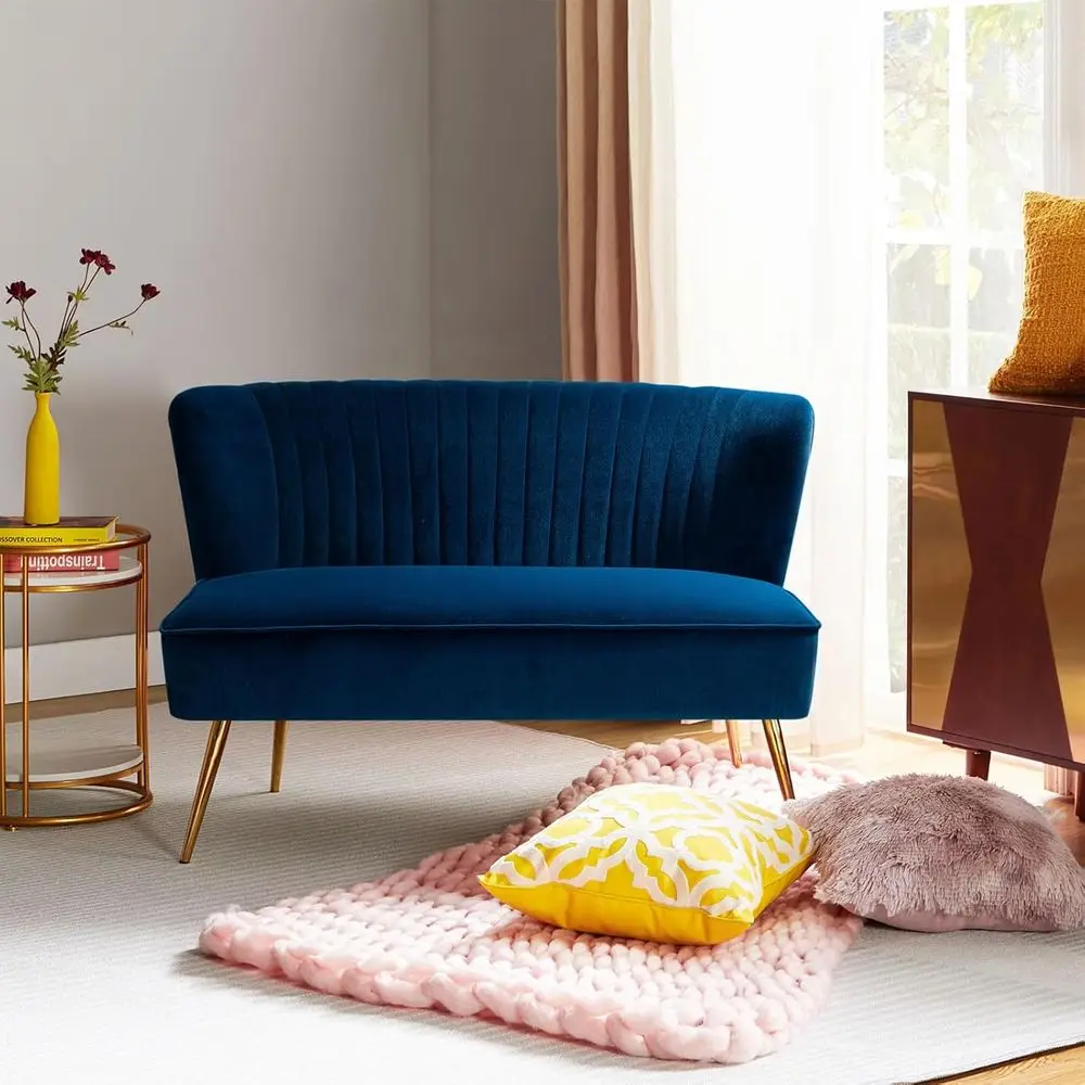 

Диван-кровать с золотыми ножками, современный мягкий диван-кровать середины века с мягкой обивкой, небольшой 2-местный диван с тафтингом без подлокотников для гостиной,