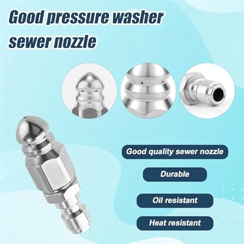 

AAAN-Sewer Jetter Nozzle Kit Sewer Nozzles Pressure Washer Sewer Cleaning Tool Sewer Cleaning Tools