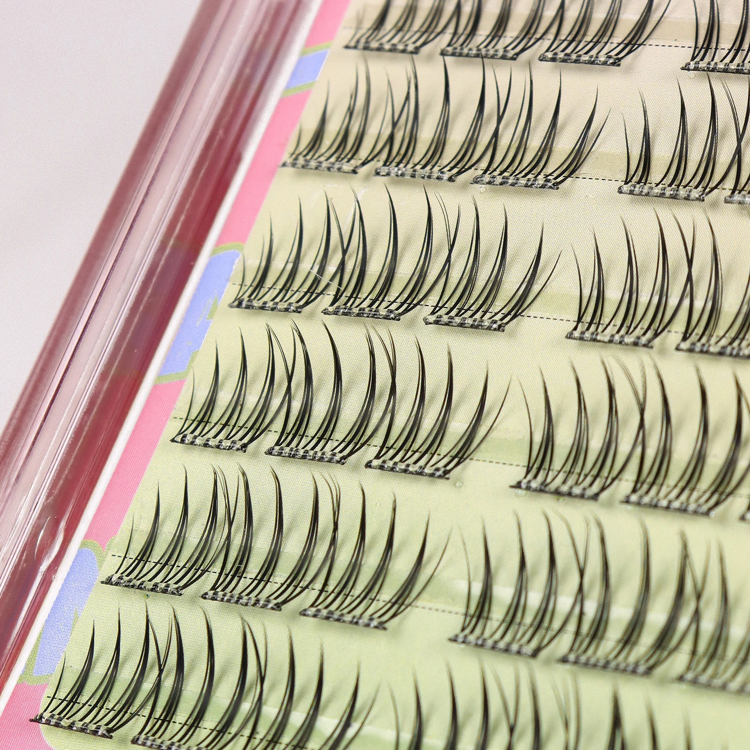 90 Pcs 자기 접착 속눈썹 클러스터 아이돌 단일 클러스터 DIY 소녀 그룹 자연 삼부작 만화 접착제없는 거짓 속눈썹