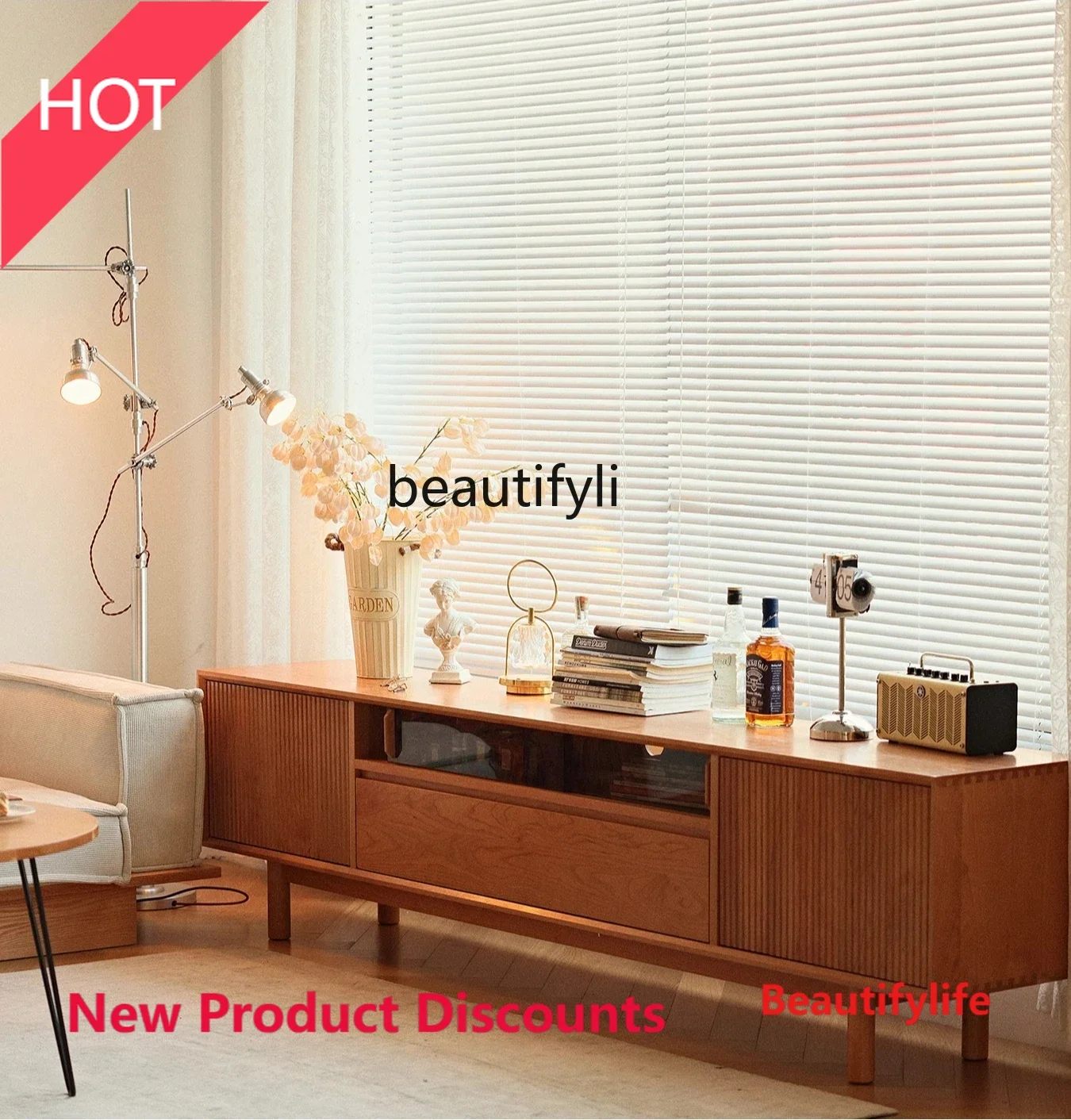 

02A скандинавский шкаф для телевизора из цельного дерева, простой шкафчик для хранения в стиле ретро для гостиной из вишневого дерева